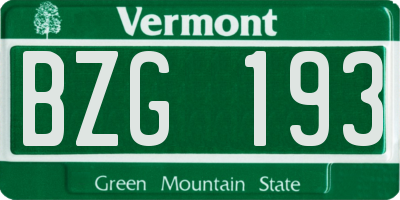 VT license plate BZG193