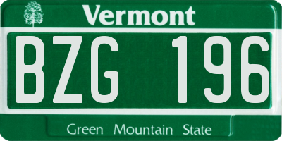 VT license plate BZG196