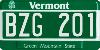 VT license plate BZG201