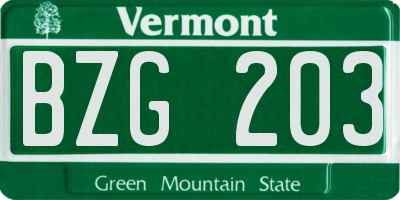 VT license plate BZG203