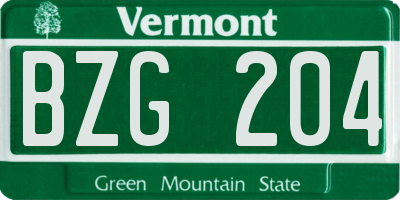 VT license plate BZG204