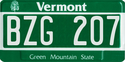 VT license plate BZG207