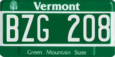 VT license plate BZG208