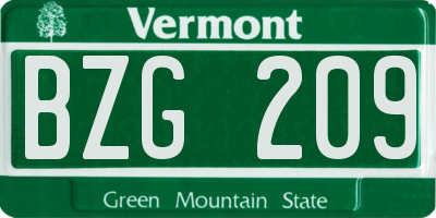 VT license plate BZG209