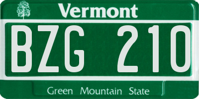 VT license plate BZG210