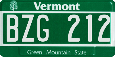 VT license plate BZG212