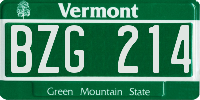 VT license plate BZG214