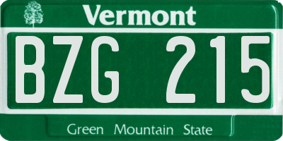VT license plate BZG215