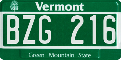 VT license plate BZG216
