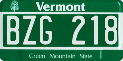 VT license plate BZG218