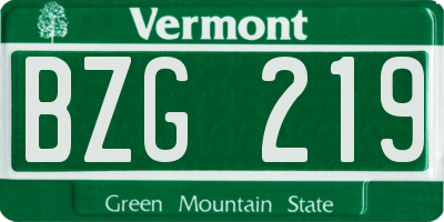 VT license plate BZG219