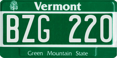 VT license plate BZG220