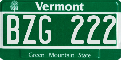 VT license plate BZG222