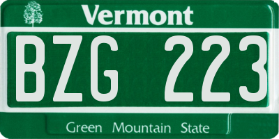 VT license plate BZG223