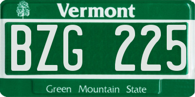 VT license plate BZG225