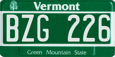 VT license plate BZG226