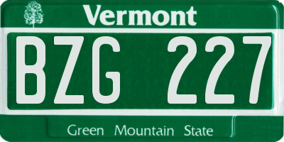 VT license plate BZG227