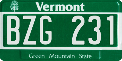 VT license plate BZG231