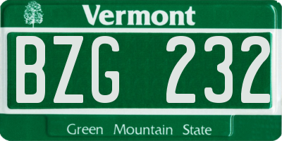 VT license plate BZG232