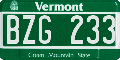 VT license plate BZG233