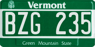 VT license plate BZG235