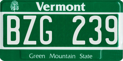 VT license plate BZG239