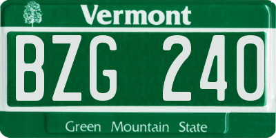 VT license plate BZG240