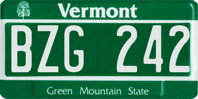 VT license plate BZG242