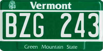 VT license plate BZG243