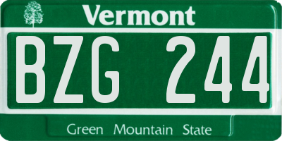VT license plate BZG244