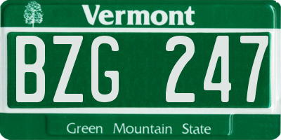 VT license plate BZG247