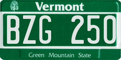 VT license plate BZG250
