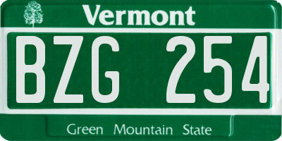 VT license plate BZG254