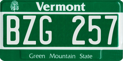 VT license plate BZG257