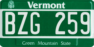 VT license plate BZG259