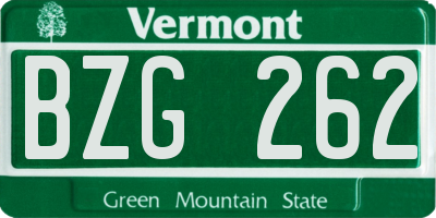 VT license plate BZG262