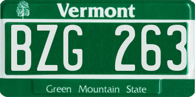 VT license plate BZG263