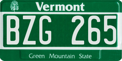VT license plate BZG265