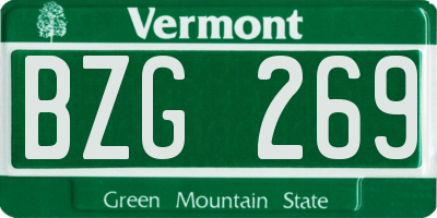 VT license plate BZG269