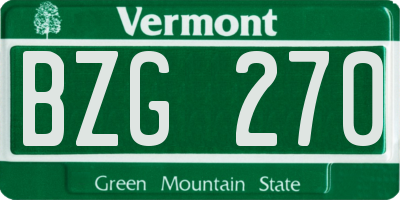 VT license plate BZG270