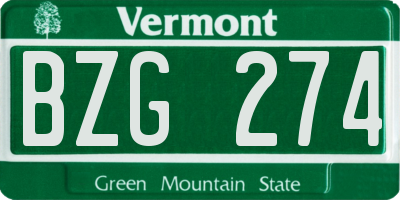 VT license plate BZG274