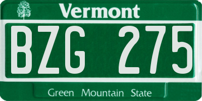 VT license plate BZG275