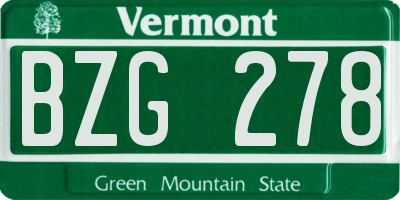 VT license plate BZG278