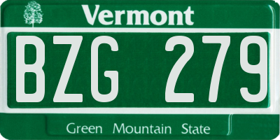 VT license plate BZG279