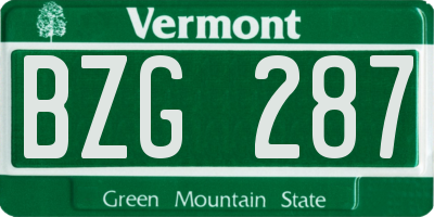 VT license plate BZG287