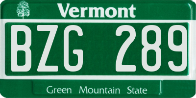 VT license plate BZG289