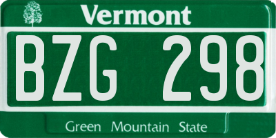 VT license plate BZG298