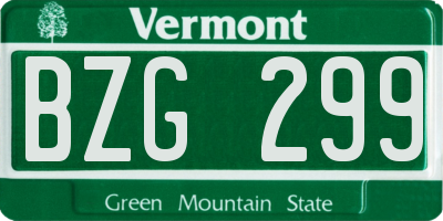 VT license plate BZG299