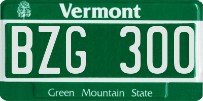 VT license plate BZG300