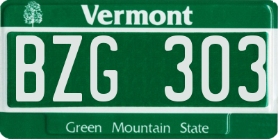 VT license plate BZG303